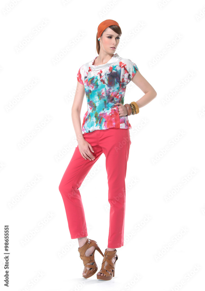 Full length of a beautiful young lady a white background Full length of a beautiful young lady a white background
