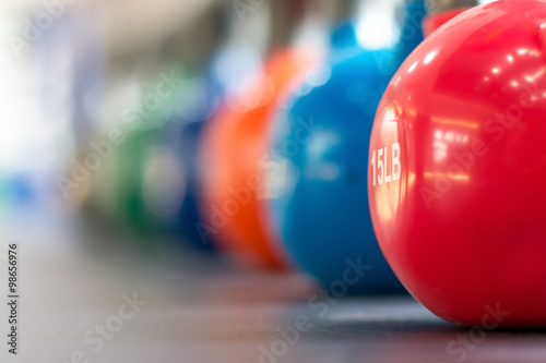 colorful kettle bell on table