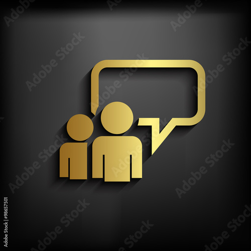 Chatting icon sign with gold color, vector EPS10 illustration