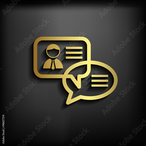 Chat icon sign with gold color, vector EPS10 illustration