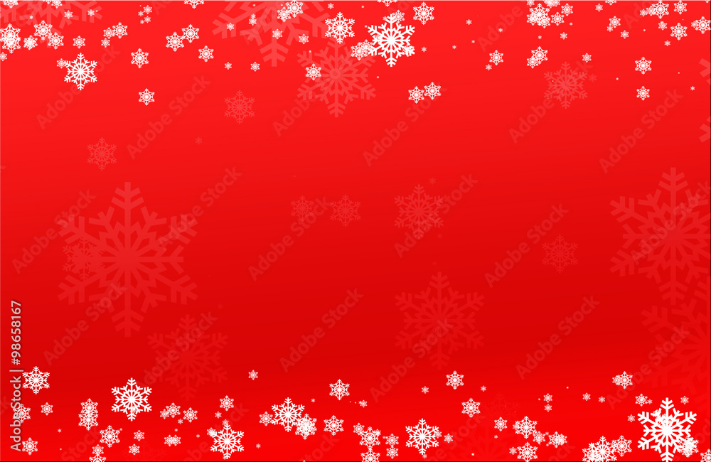 Red Christmas background with snowflakes