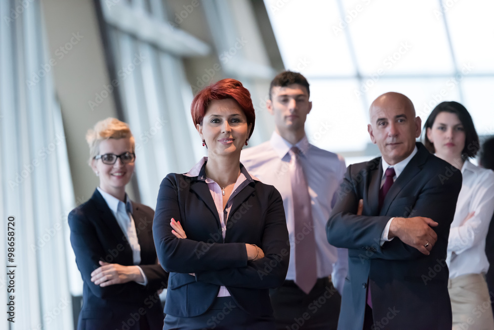 business people group, woman in front as team leader business people group, woman in front as team leader