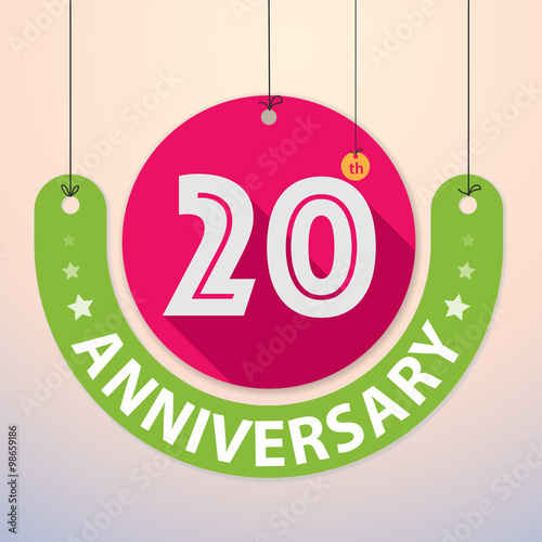 20th Anniversary - Colorful Badge, Paper cut-out