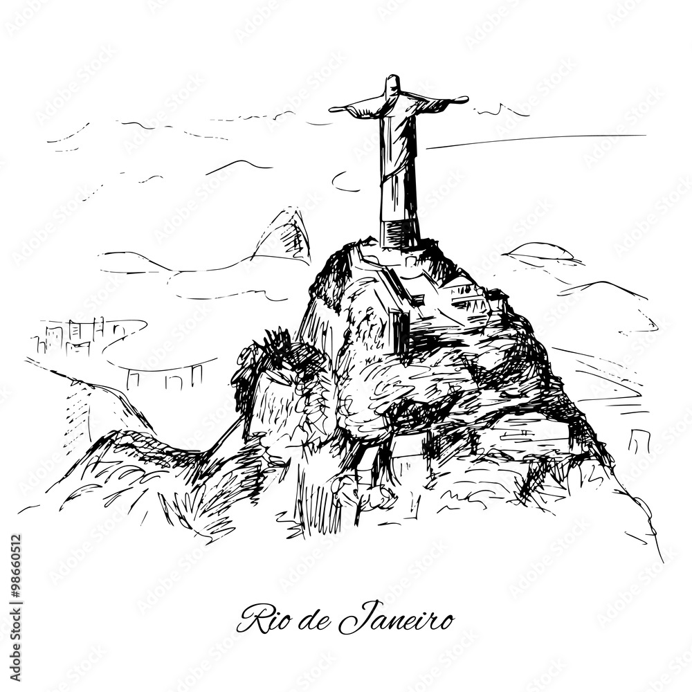Hand drawn Rio de Janeiro coast
