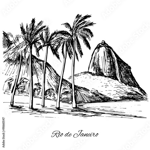 Hand drawn Rio de Janeiro coast