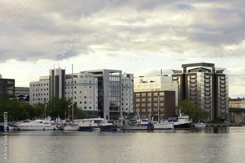 Modern apartment building in Liljeholmen, a part of Stockholm. photo