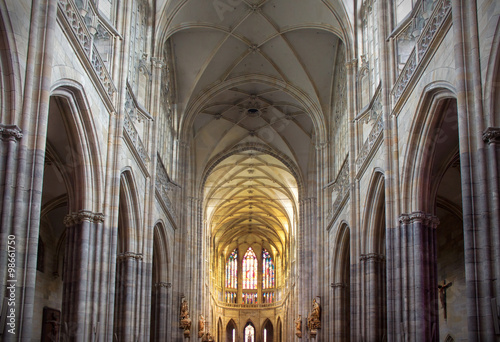 View of the inside of Saint Vitus cathedral in Prague  CZECH REPUBLIC