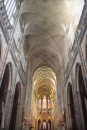 View of the inside of Saint Vitus cathedral in Prague  CZECH REPUBLIC