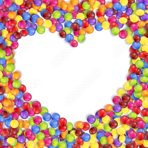 Frame of love colored candies