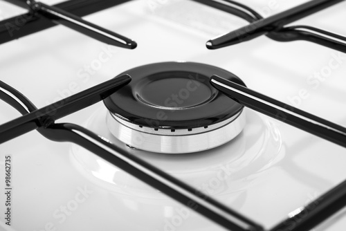 White gas stove isolated on a white background photo