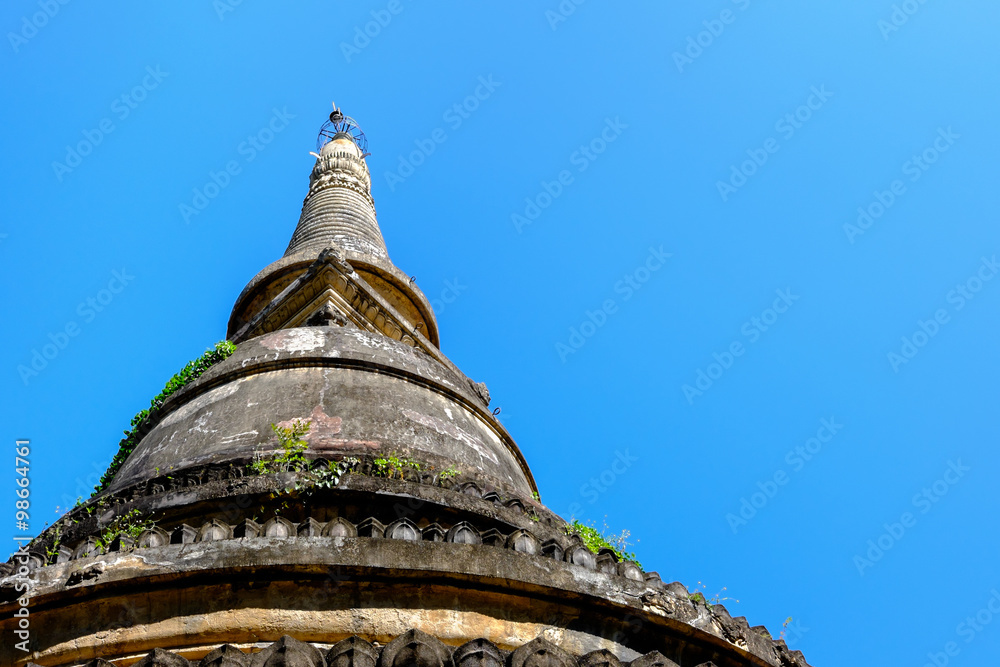 Old pagoda at Wat Umong, Chiang Mai, Thailand (The traditional thai style sculpture)