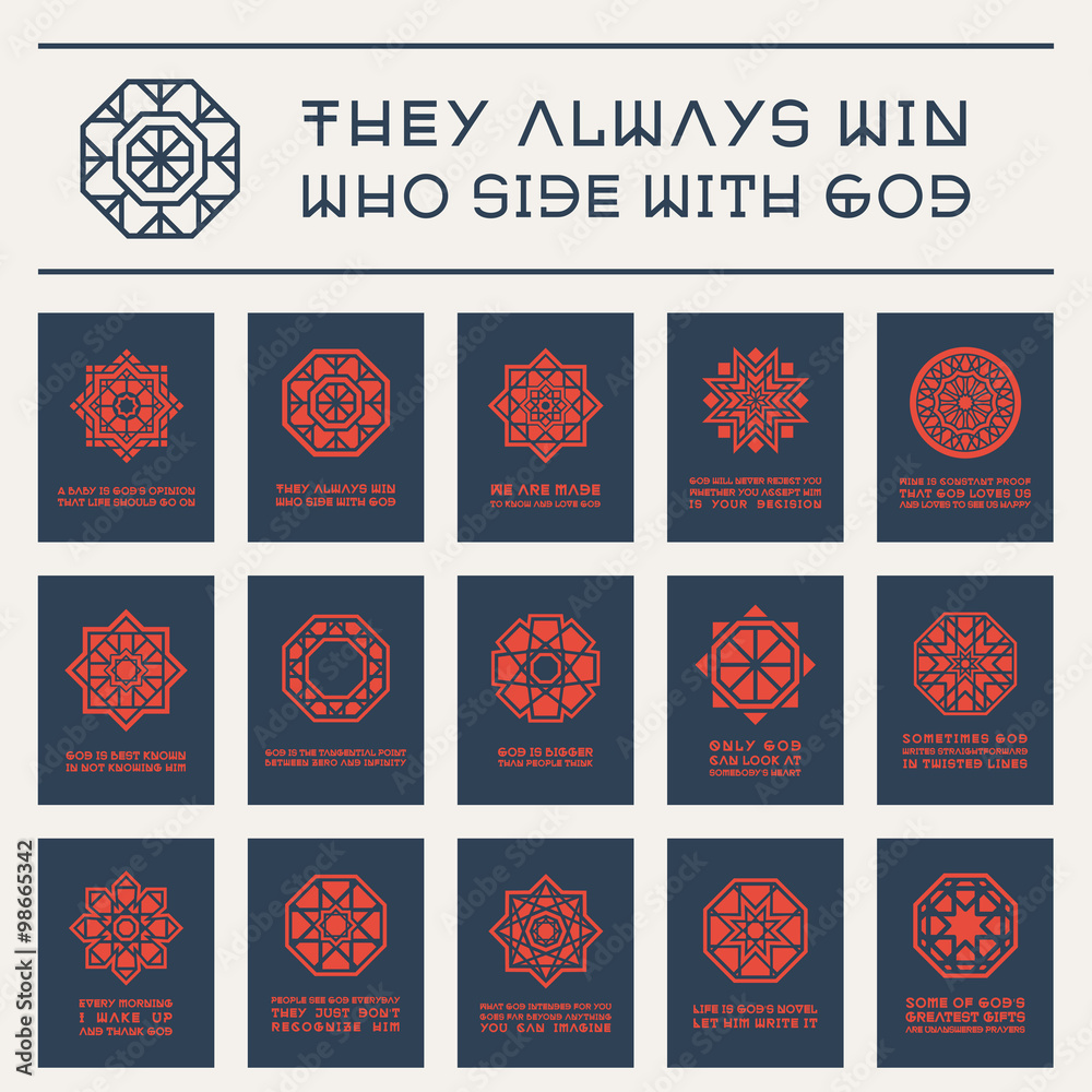 Fototapeta premium Asian Religious Posters with Buddha Quotes