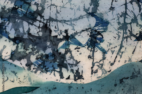 Abstraction, fragment, hot batik, handmade art on silk , background texture
