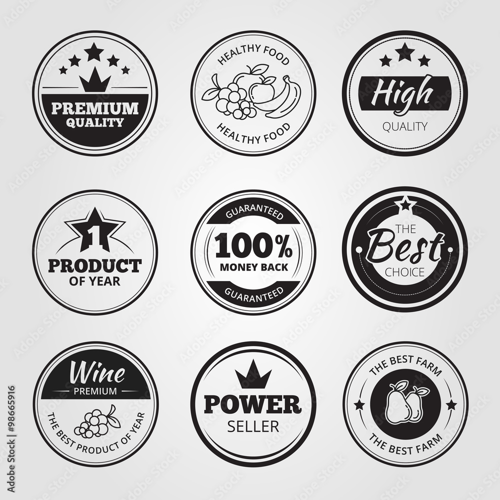 High quality vintage wax seals labels, badges and logos vector set