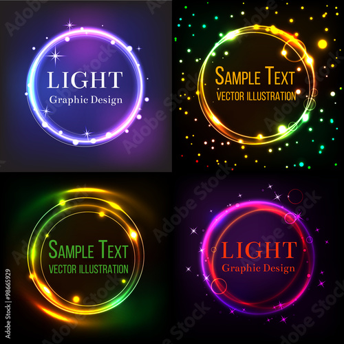 Shining circle vector background set
