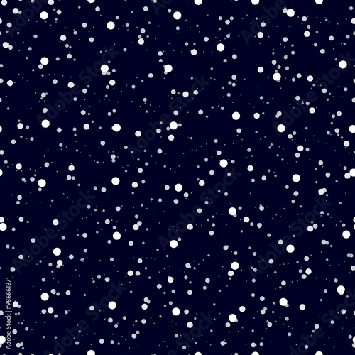 Falling snow at night seamless pattern