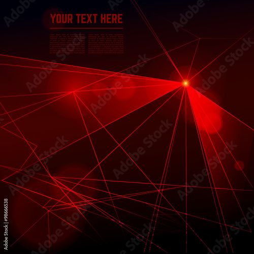 Vector red laser light on dark background