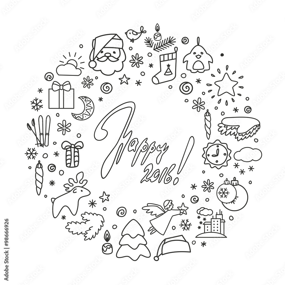 Backgrounds with icons - New Year, Christmas, winter