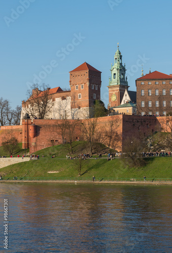 Wawel Castle and Wawel cathedral seen from the Vistula boulevards