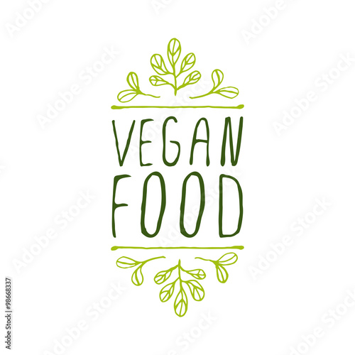  Vegan food - product label on white background.