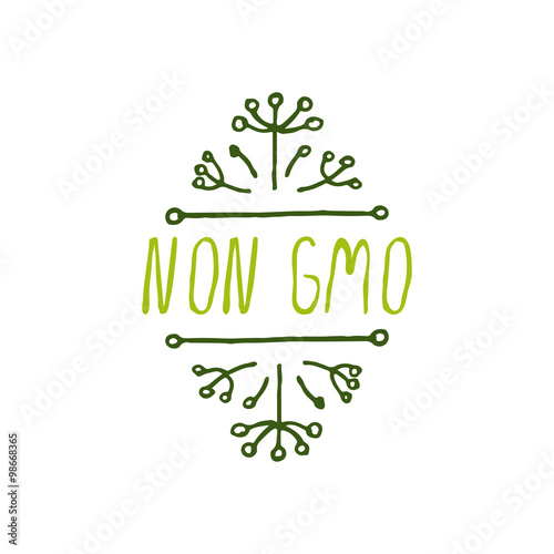 Non GMO - product label on white background.