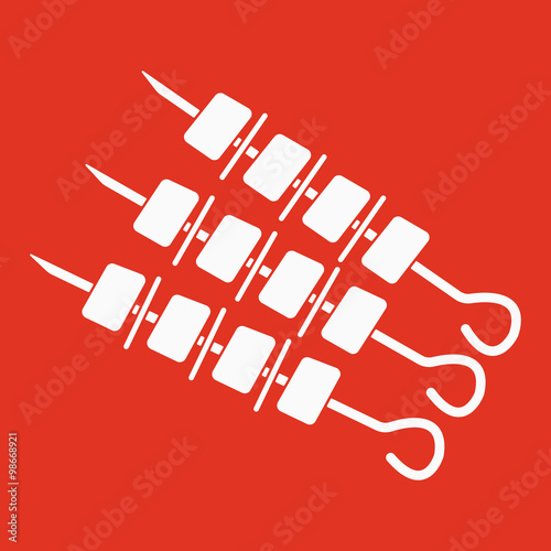 The shashlik icon. Kebab and barbecue symbol. Flat