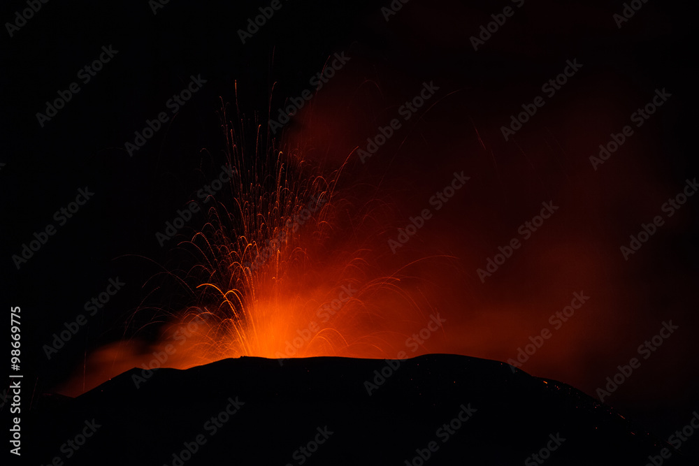 Volcano eruption. Mount Etna erupting from the crater Voragine
Volcano eruption. Mount Etna erupting from the crater Voragine