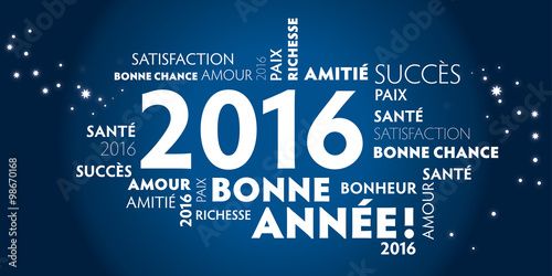 Carte de voeux – bonne année 2016 - bleu.
