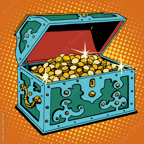 Treasure chest with Golden coins