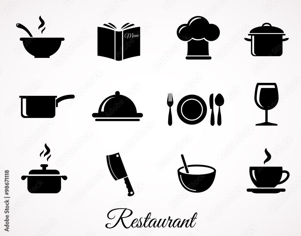 Restaurant vector icon set. Restaurant vector icon set.
