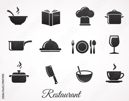 Restaurant icon set. Vector art.
