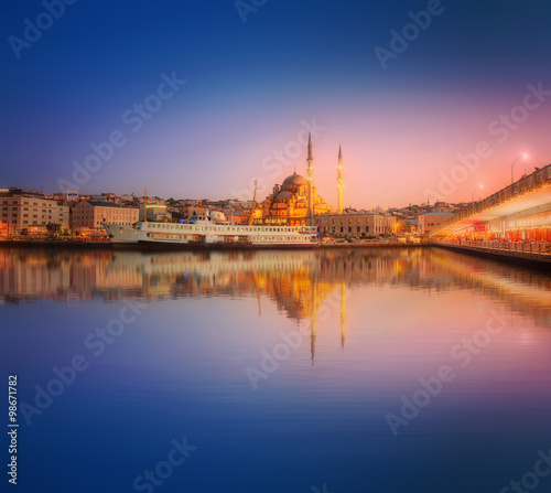 The beauty panorama of Istanbul at a dramatic sunset