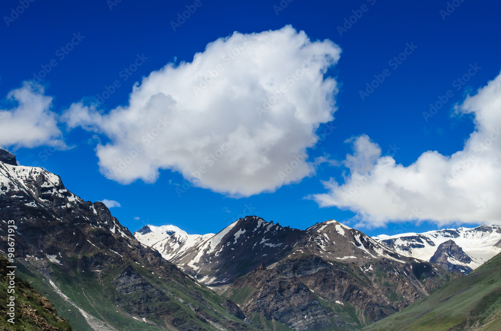 Big cloud on Himalaya mountain, India.