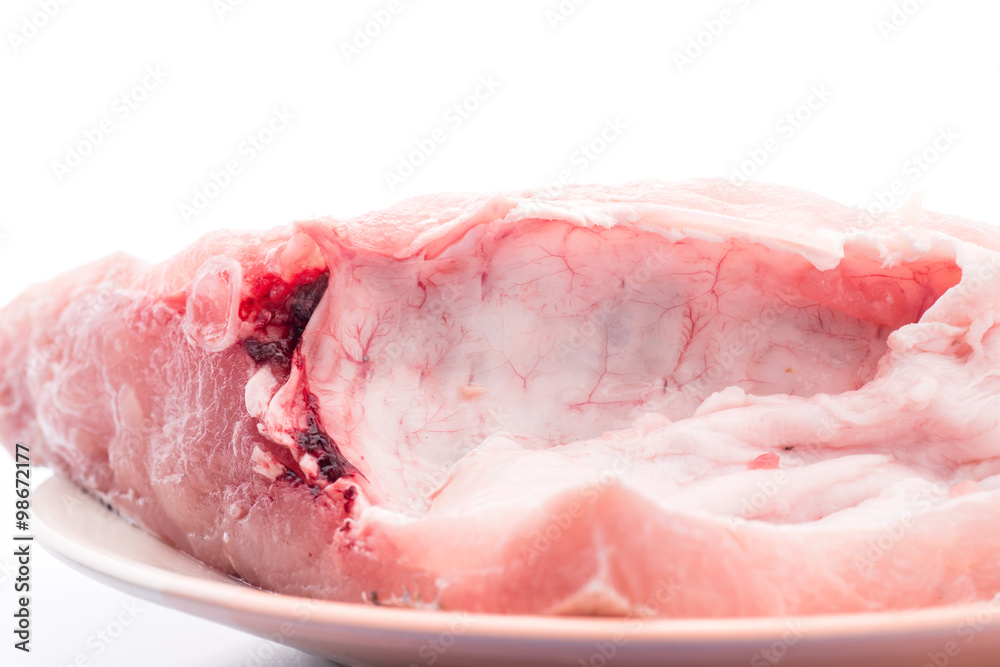 Raw fish with bone isolated on white. Raw fish with bone isolated on white.