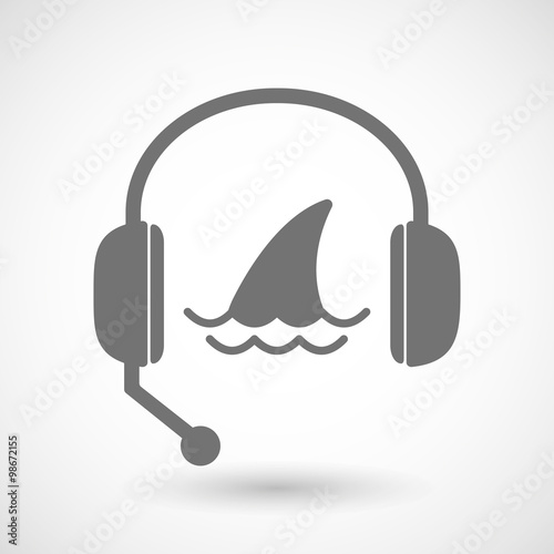 Remote assistance headset icon with  a shark fin