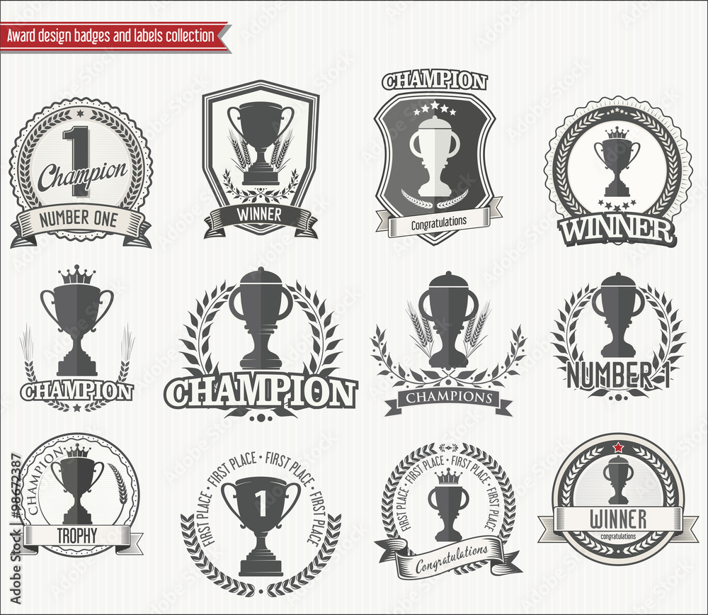 Trophy retro badges collection