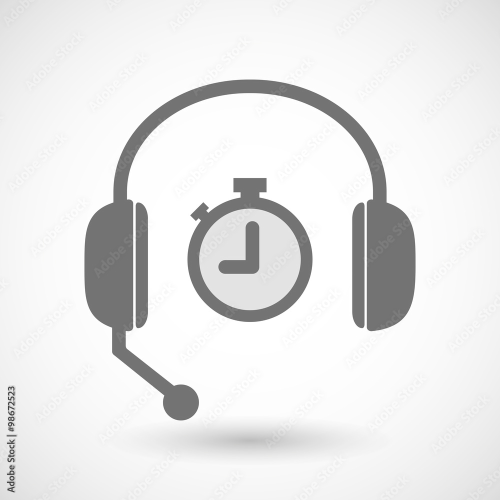Remote assistance headset icon with  a timer