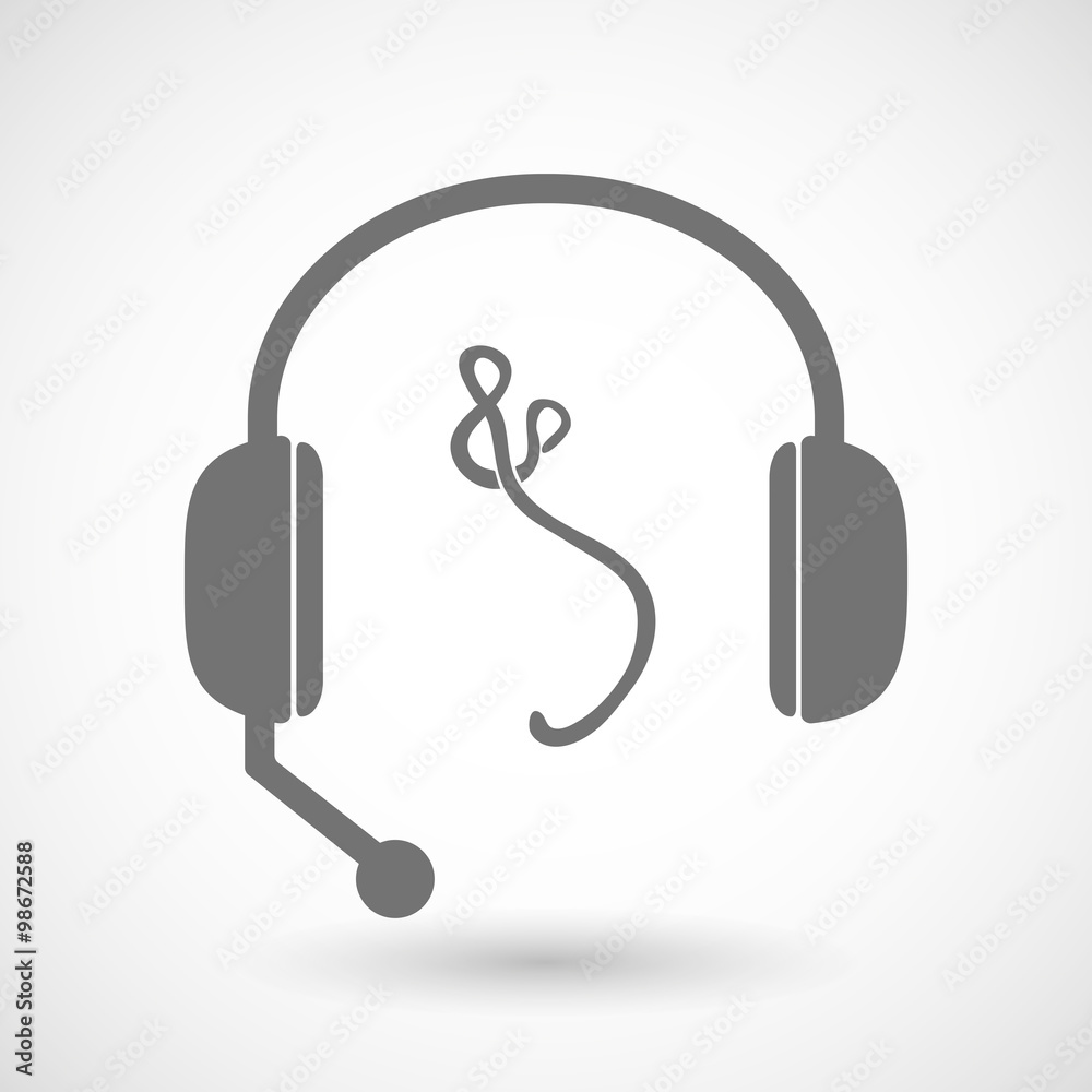 Remote assistance headset icon with an ebola sign Remote assistance headset icon with an ebola sign