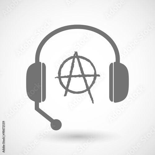 Remote assistance headset icon with  an anarchy sign