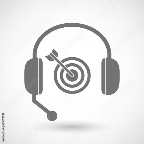 Remote assistance headset icon with  a dart board