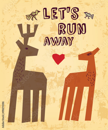 Wild animals love couple deer greeting card.
