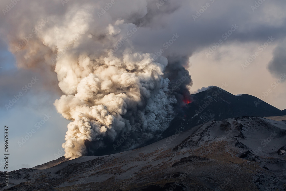 Pyroclastic flows and lava flows at Etna volcano
