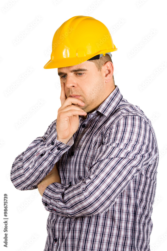 Portrait of an handsome engineer isolated on white Portrait of an handsome engineer isolated on white