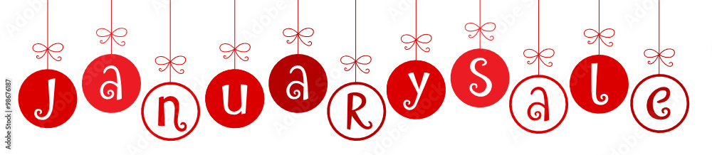 JANUARY SALE in Festive Tree Font on Baubles JANUARY SALE in Festive Tree Font on Baubles