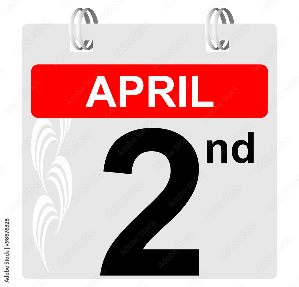 2nd april calendar with ornament 2nd april calendar with ornament