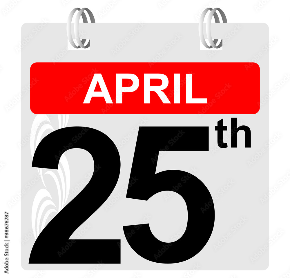 25th april calendar with ornament