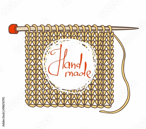 knitted background and needles for knitting. Vector illustration