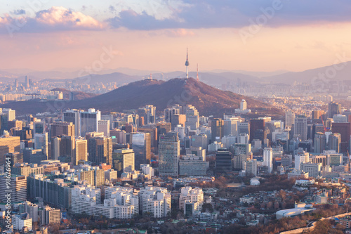 Sunset at Seoul City Skyline, The best view of South Korea.