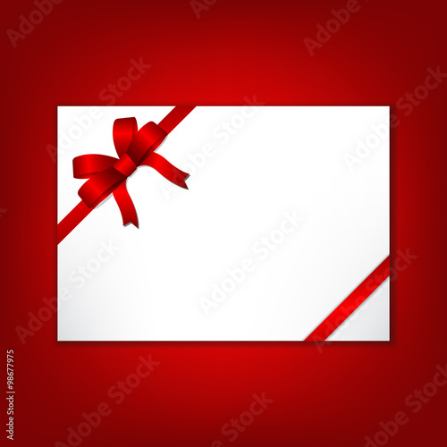 Greeting card with Red gift bows and ribbons
