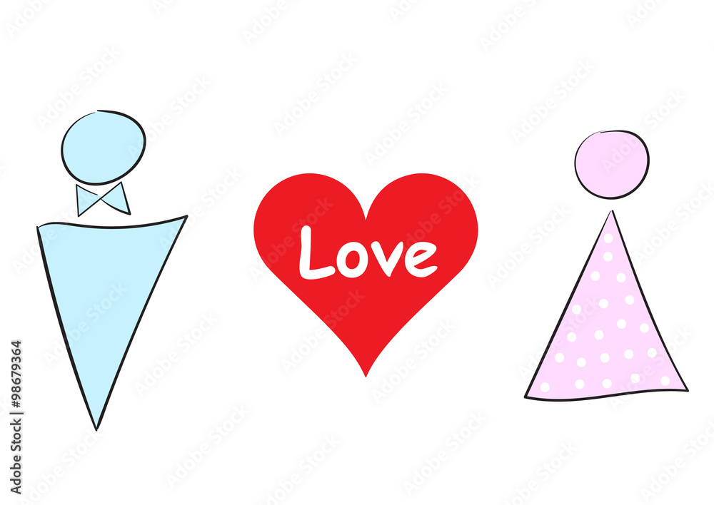 Love illustration with heart Love illustration with heart